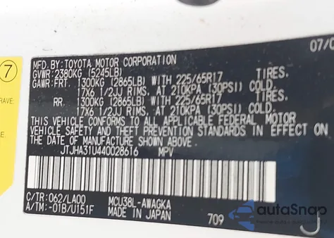 2004 Lexus Rx 330 from USA, damaged, VIN JTJHA31U440028616